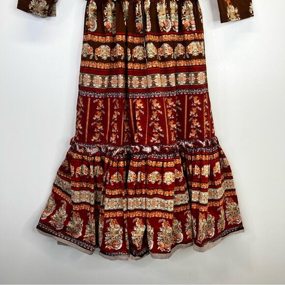 Cara Cara Red and Tan Ruffled Tiered Maxi Dress - Picture 11 of 13